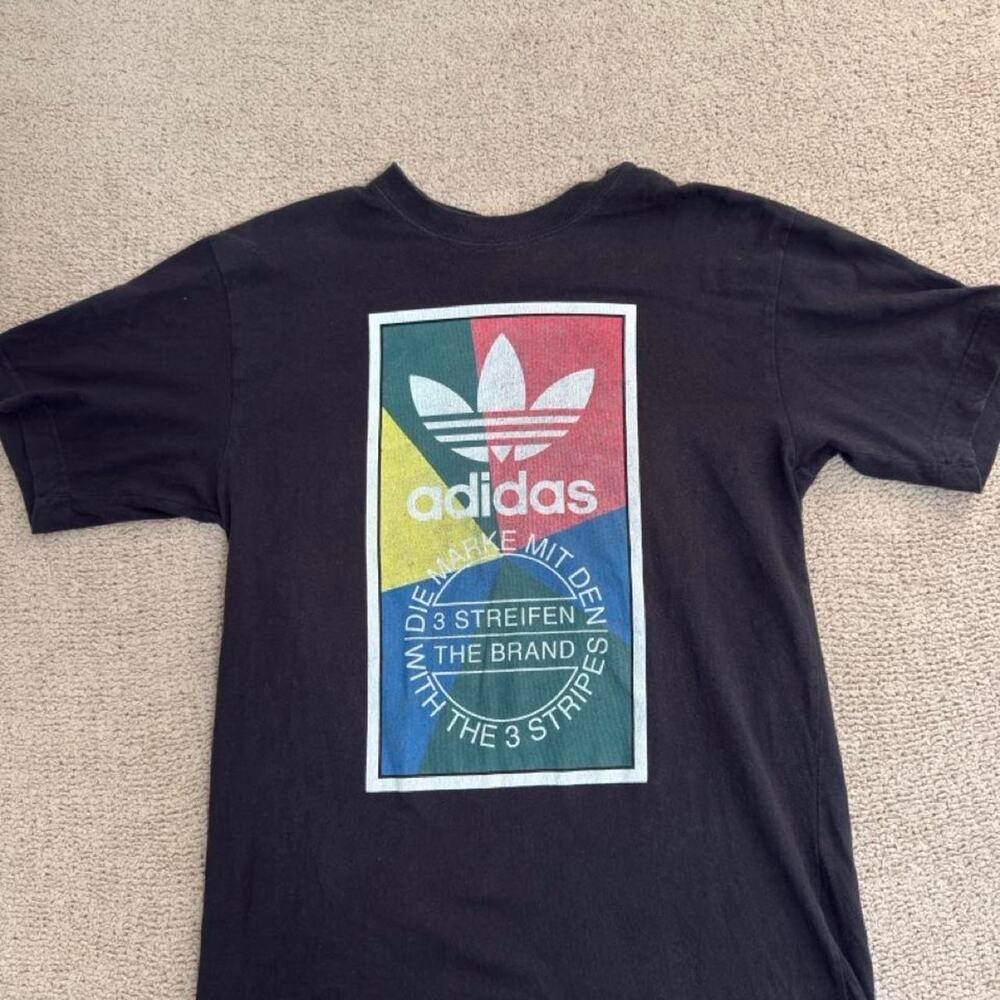 Adidas Originals Trefoil Graphic T-Shirt Black Multicolor Logo Tee